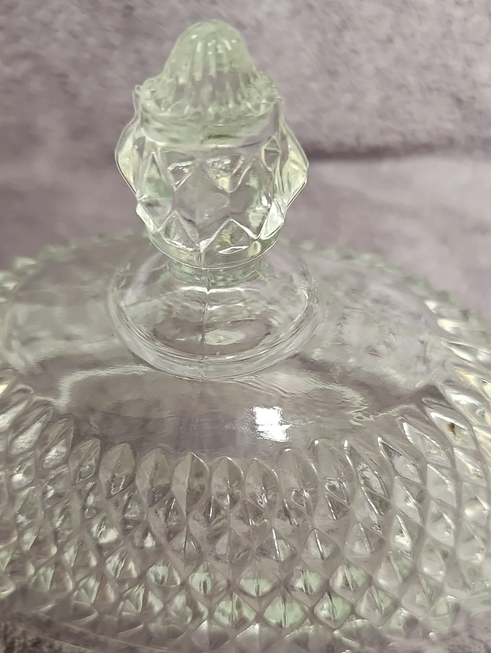 Vintage Indiana Glass Diamond Point Butter Dish